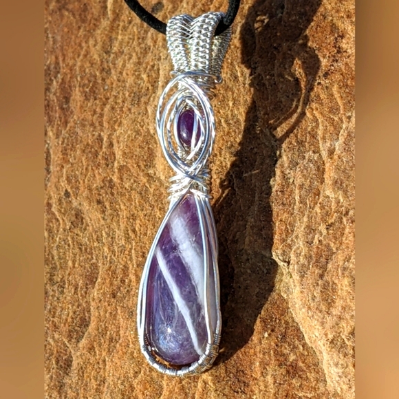 Artisan Sterling Silver Amethyst Gemstone Pendant Necklace - Picture 13 of 16